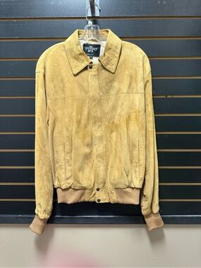 Vintage Vittorio Rex Italy Tan Suede Leather Bomber Jacket Women’s 40